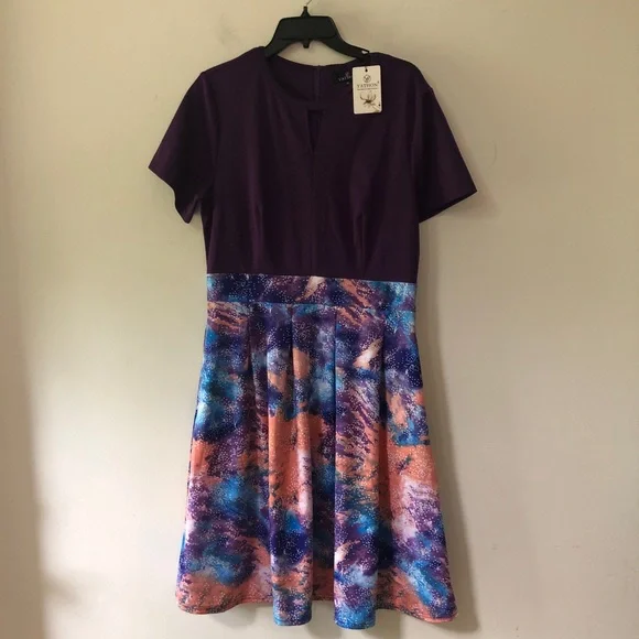 VINTAGE Style print flared print A-Line swing dress with pockets. SIZE: XL - Picture 7 of 8